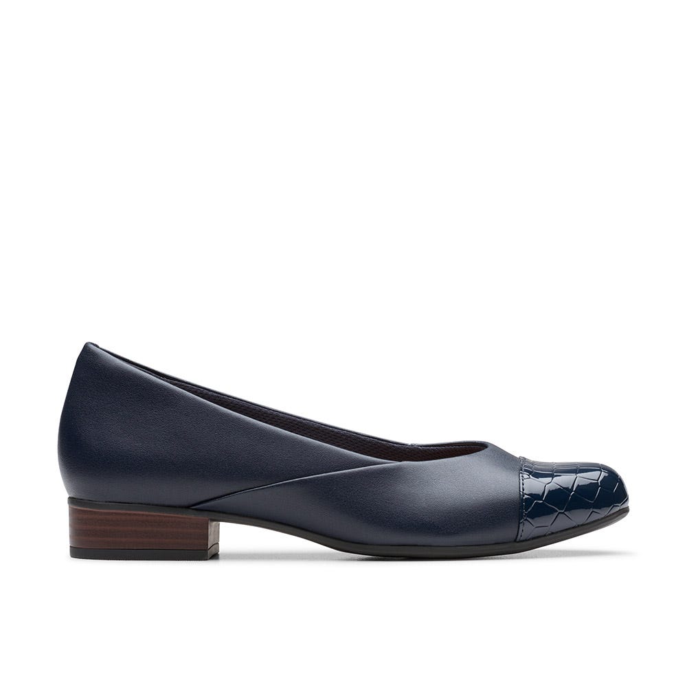 (取寄) クラークス レディース ジュリエット ライズ Clarks women Juliet Rise Navy Leather Women's Clarks Juliet Rise | Schuler Shoes