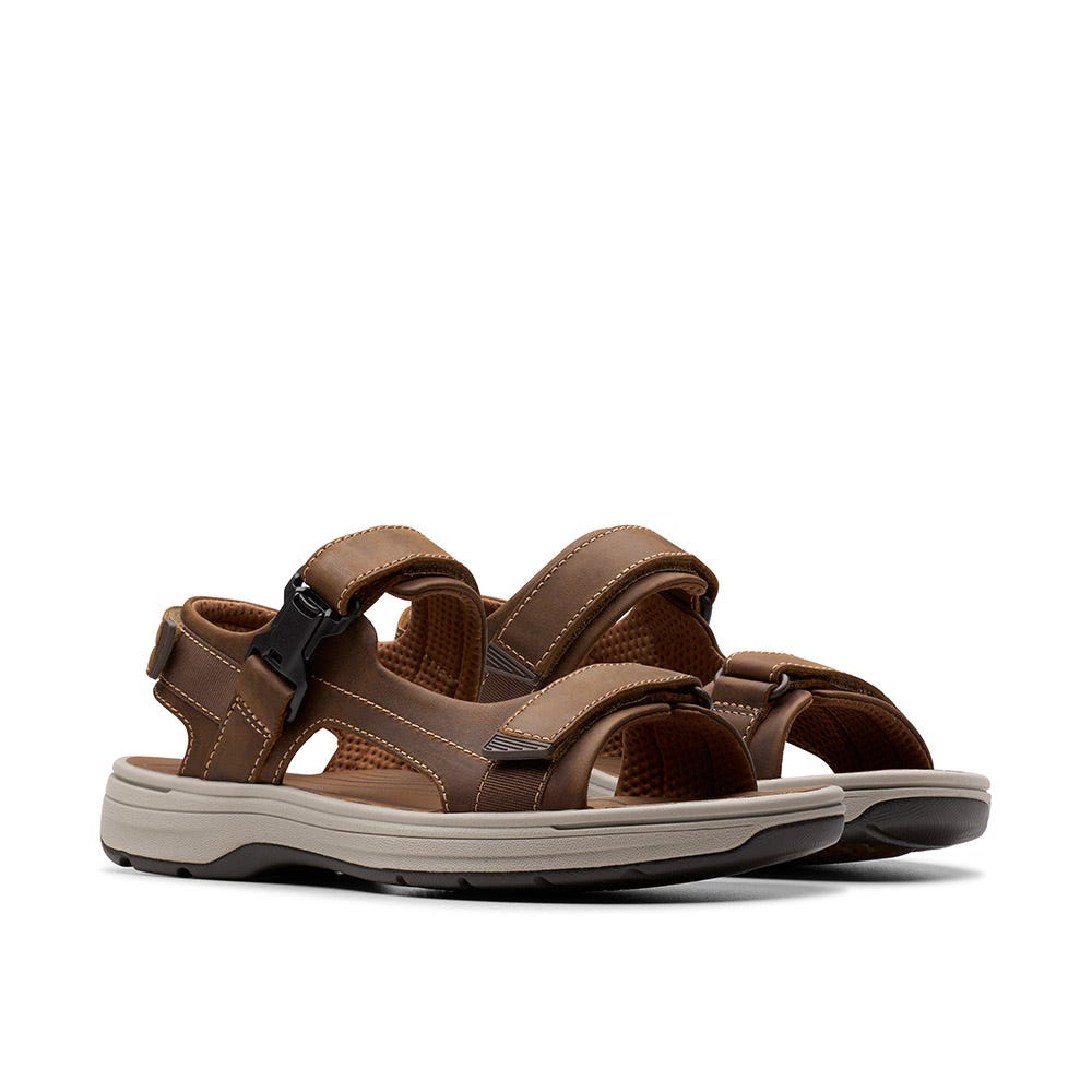 Clarks Slide Sandals Mens 9 Brown Leather Extreme Comfort Casual Strappy Shoes Clarks Mens Sandals | eBay main image 4