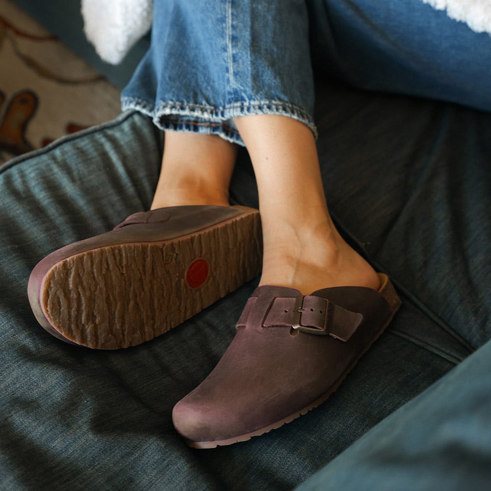 Women's Haflinger Porto Leather Buckle Clog | Schuler Shoes