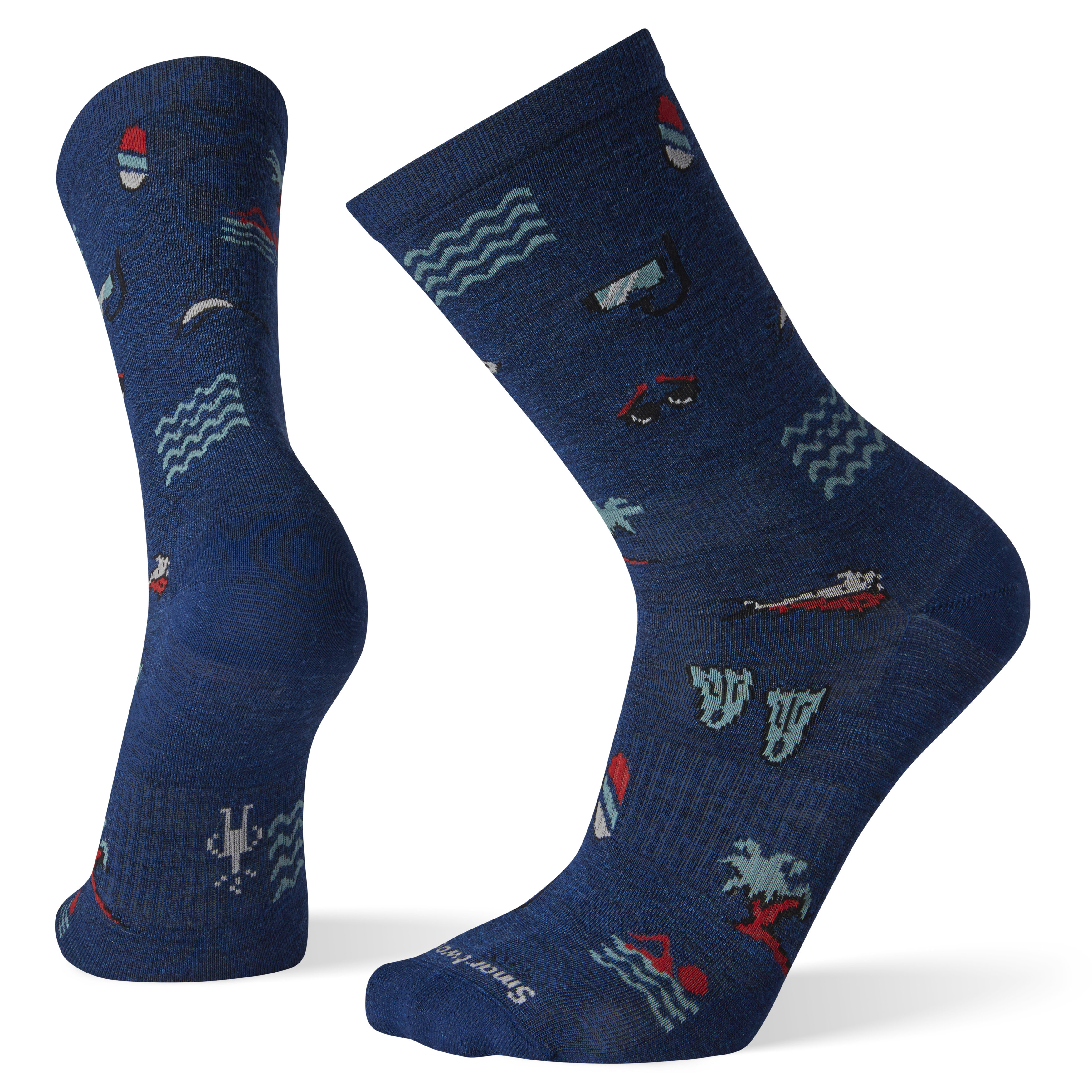 Unisex High Ankle Cushion Crew Socks Sea Waves Casual Sport Socks
